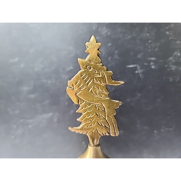 Brass Reindeer Christmas Tree Hand Bell Vintage Christmas Decor - Picture 10 of 10